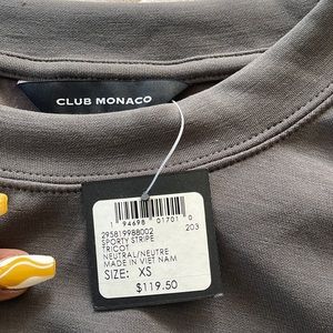 Club Monaco sporty stripe tricot shirt  strips black and grey design on side